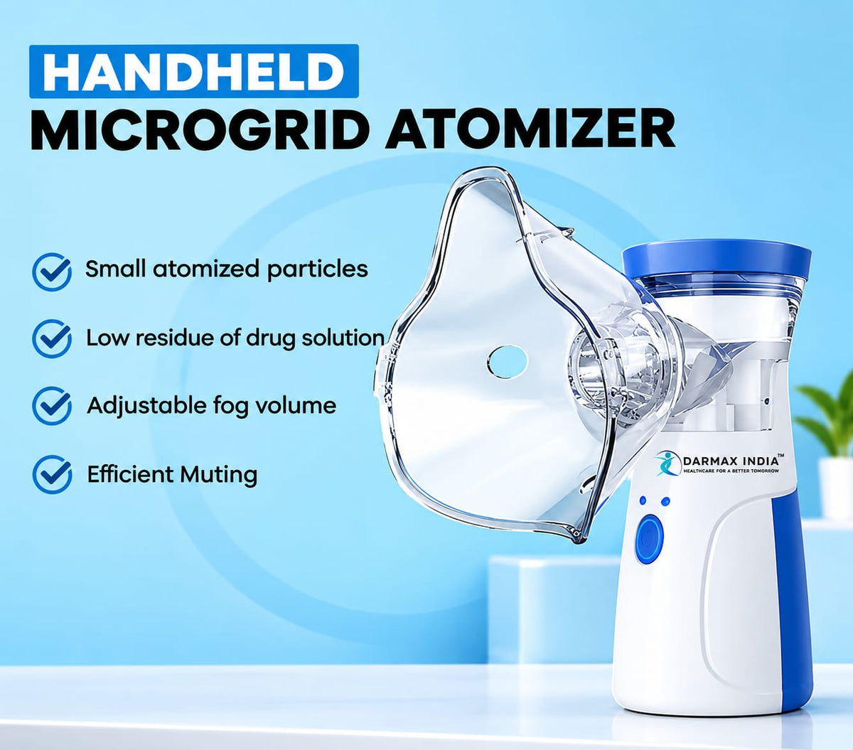 Handheld Portable Mesh Nebulizer – Silent One-Touch Operation, Fast Nebulization & Compact Travel-Friendly Inhaler for Kids & Adults